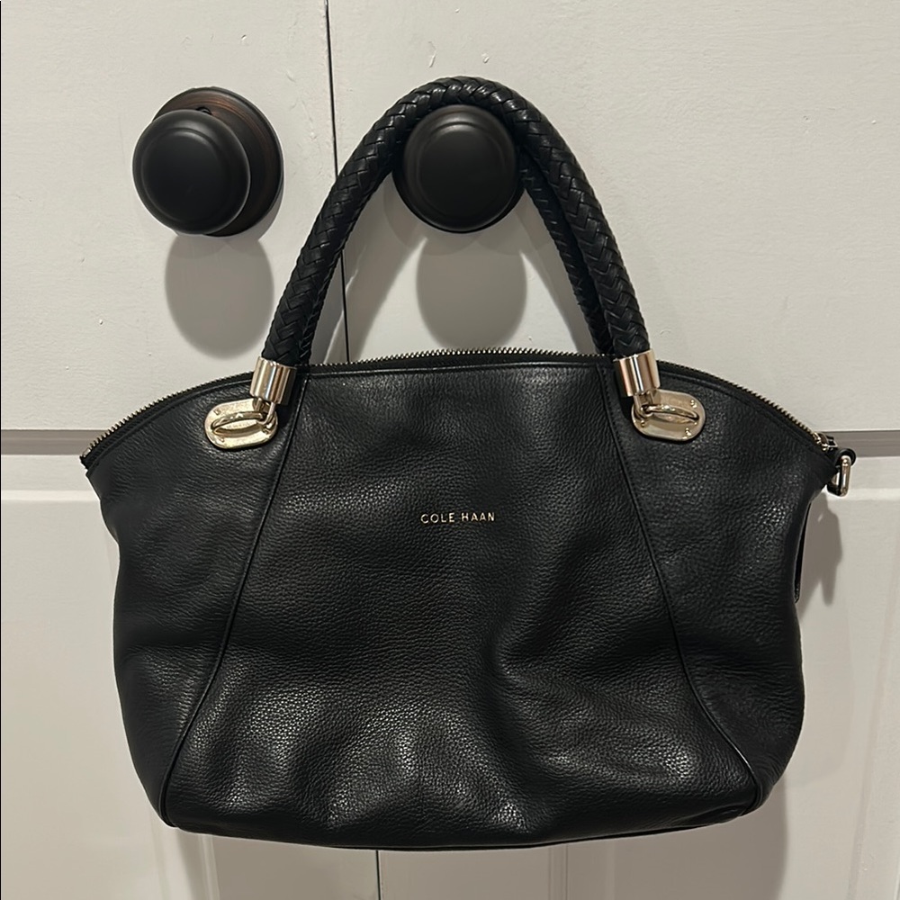 Cole Haan Black Satchel with Gold Hardware